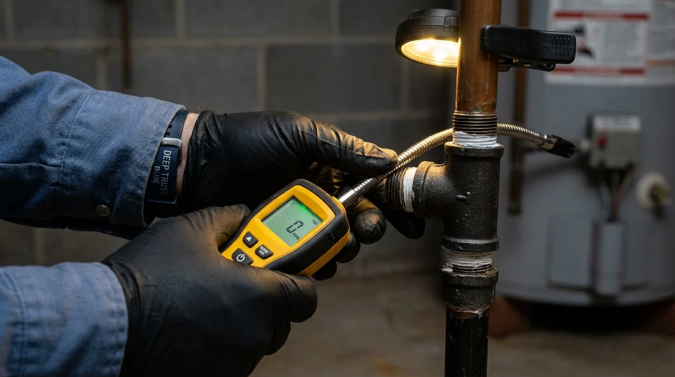 Gas leak detection with electronic sniffer by Johns Plumbing LLC in Lincolnwood